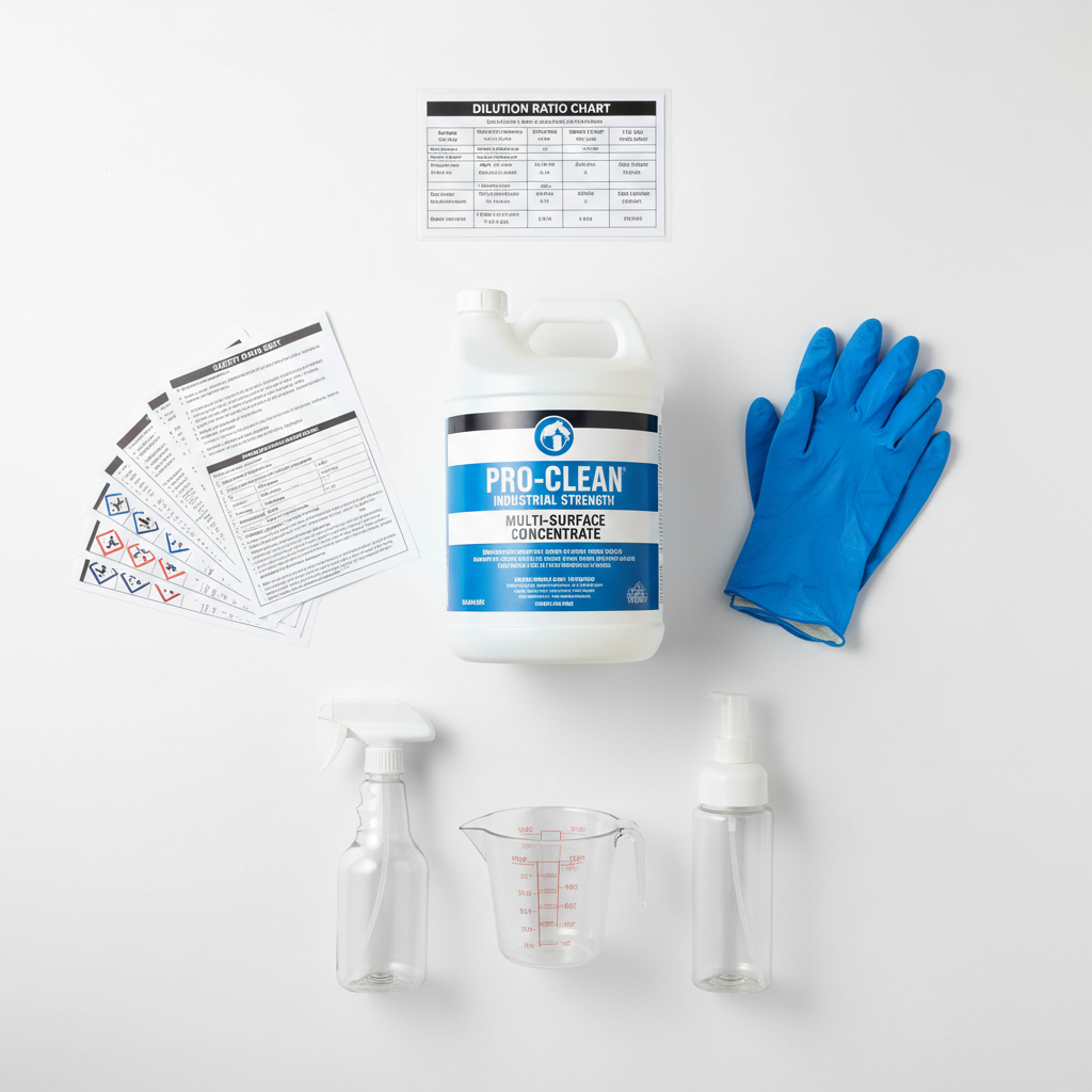 Professional Janitorial Supply Kit - Product with SDS and Safety Equipment