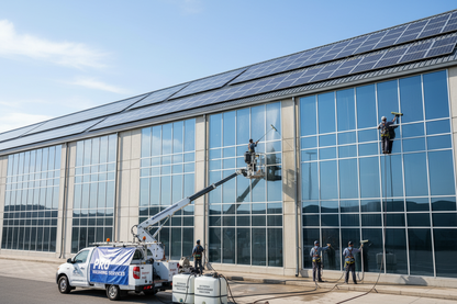 Large-Scale Commercial Facility Cleaning - Solar Panels and Windows